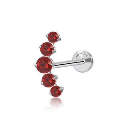 Titanium Five Red Garnet Gemstone Cluster Flat Back Stud