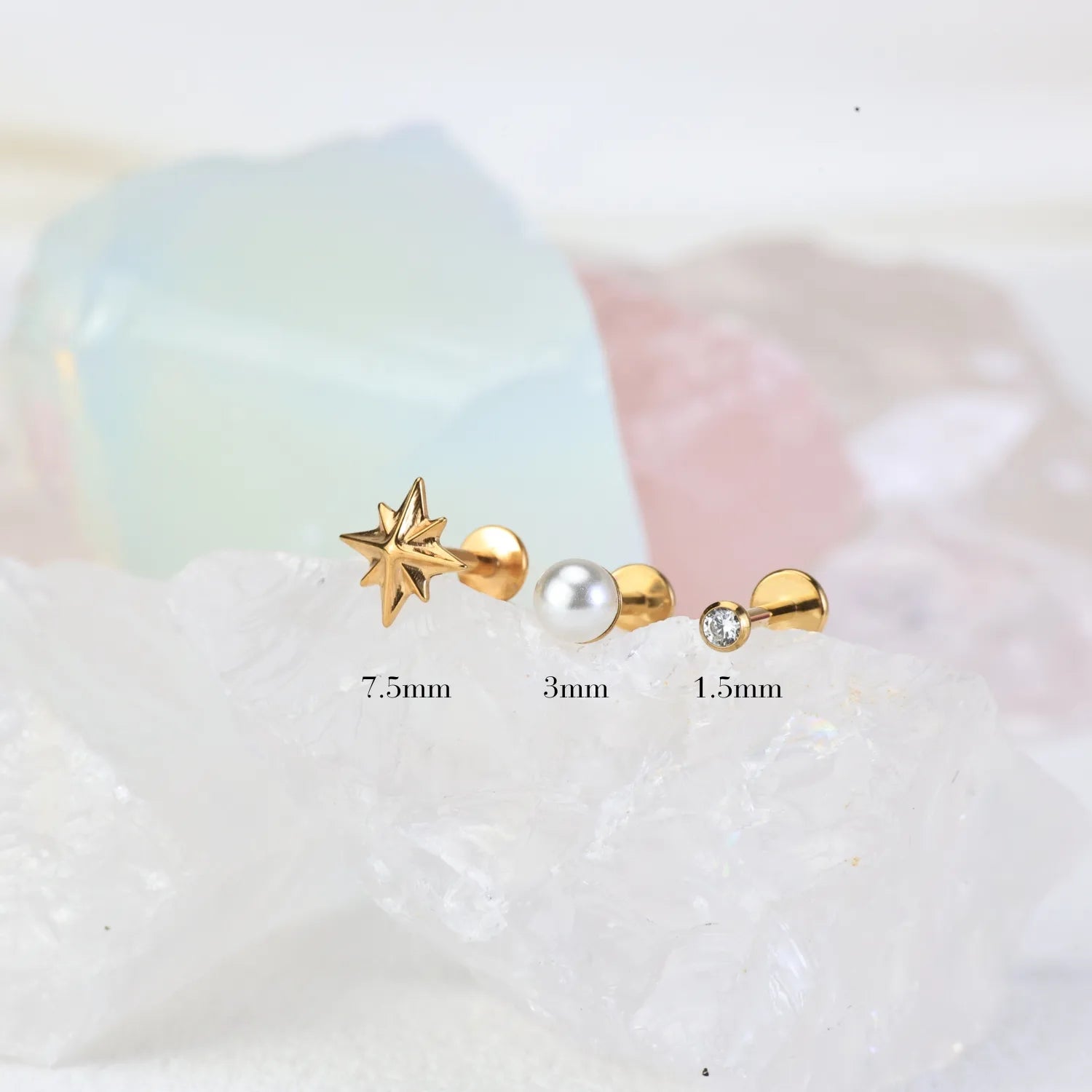 Titanium Baby Pearl Threaded Flat Back Stud