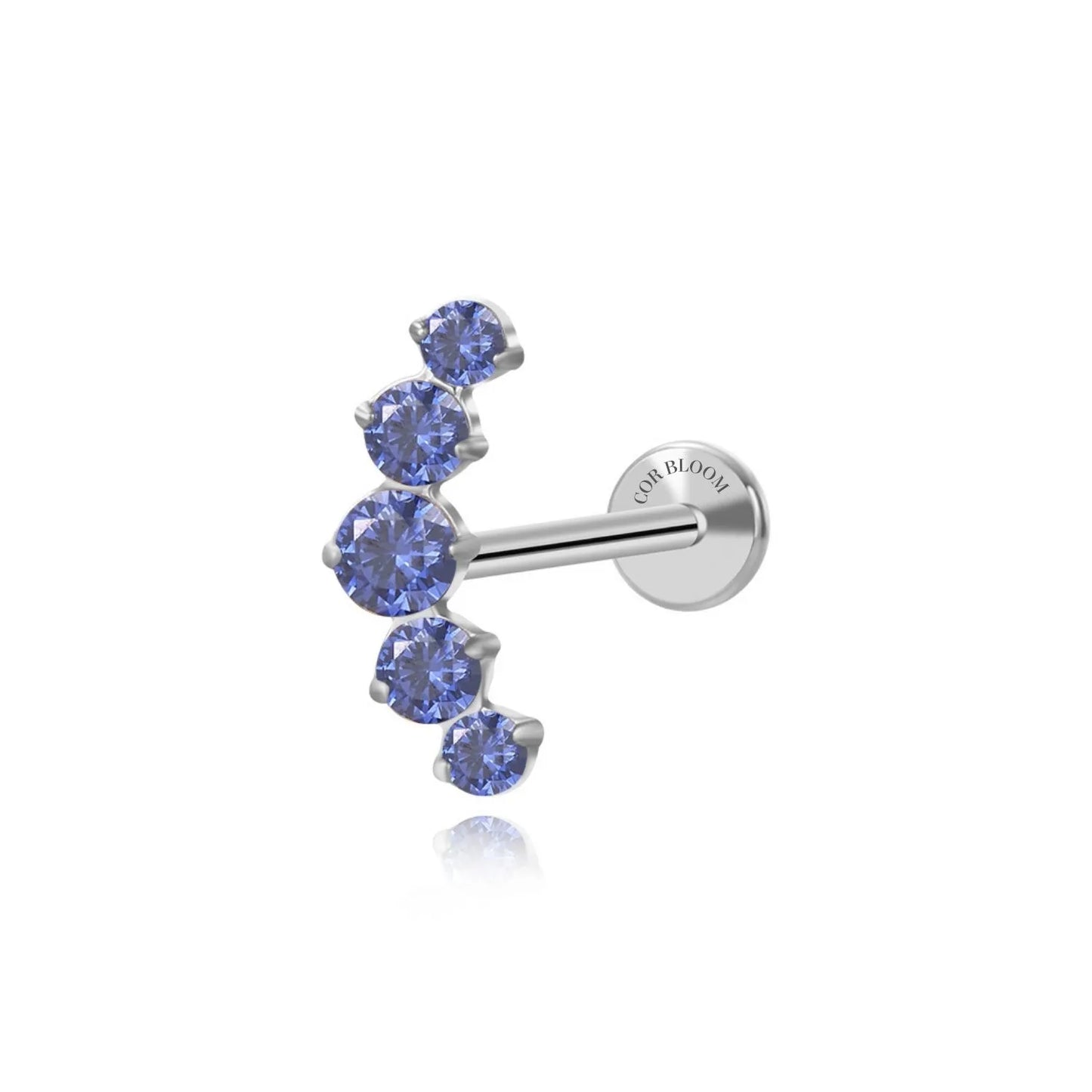 Titanium Five Tanzanite Gemstone Cluster Flat Back Stud