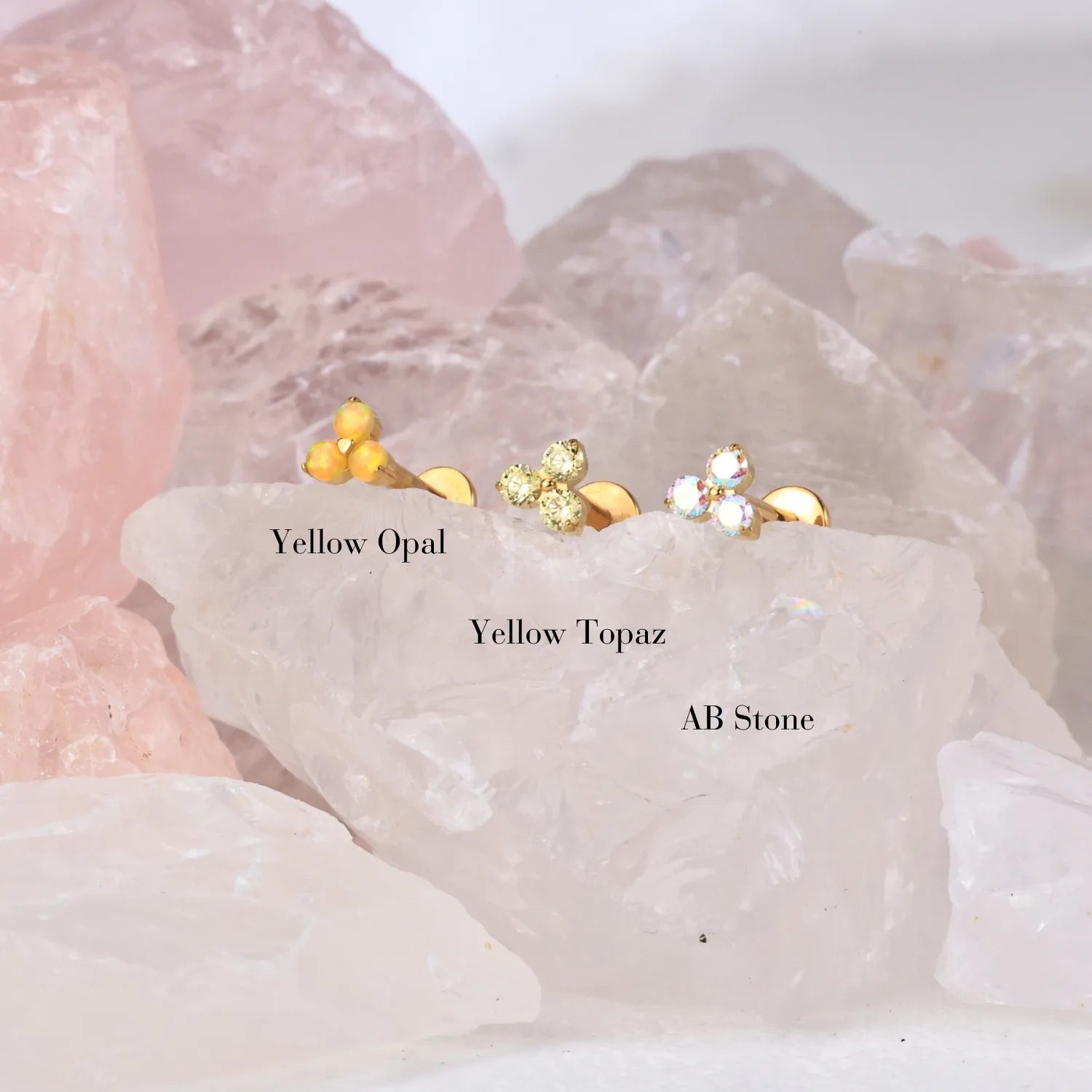 Titanium Mini Yellow Topaz Triangle Flat Back Stud