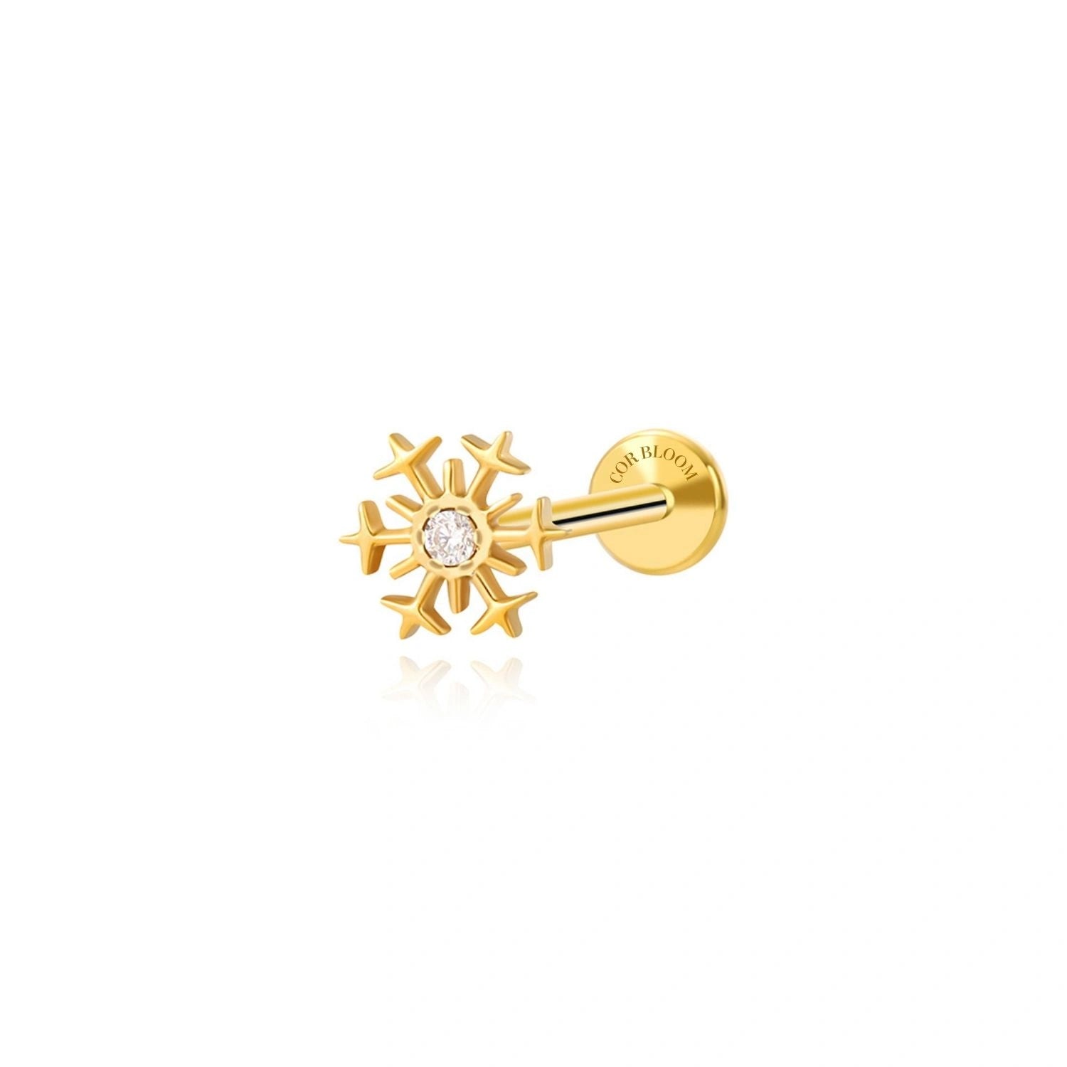 Titanium Little Diamond Snowflake Flat Back Stud