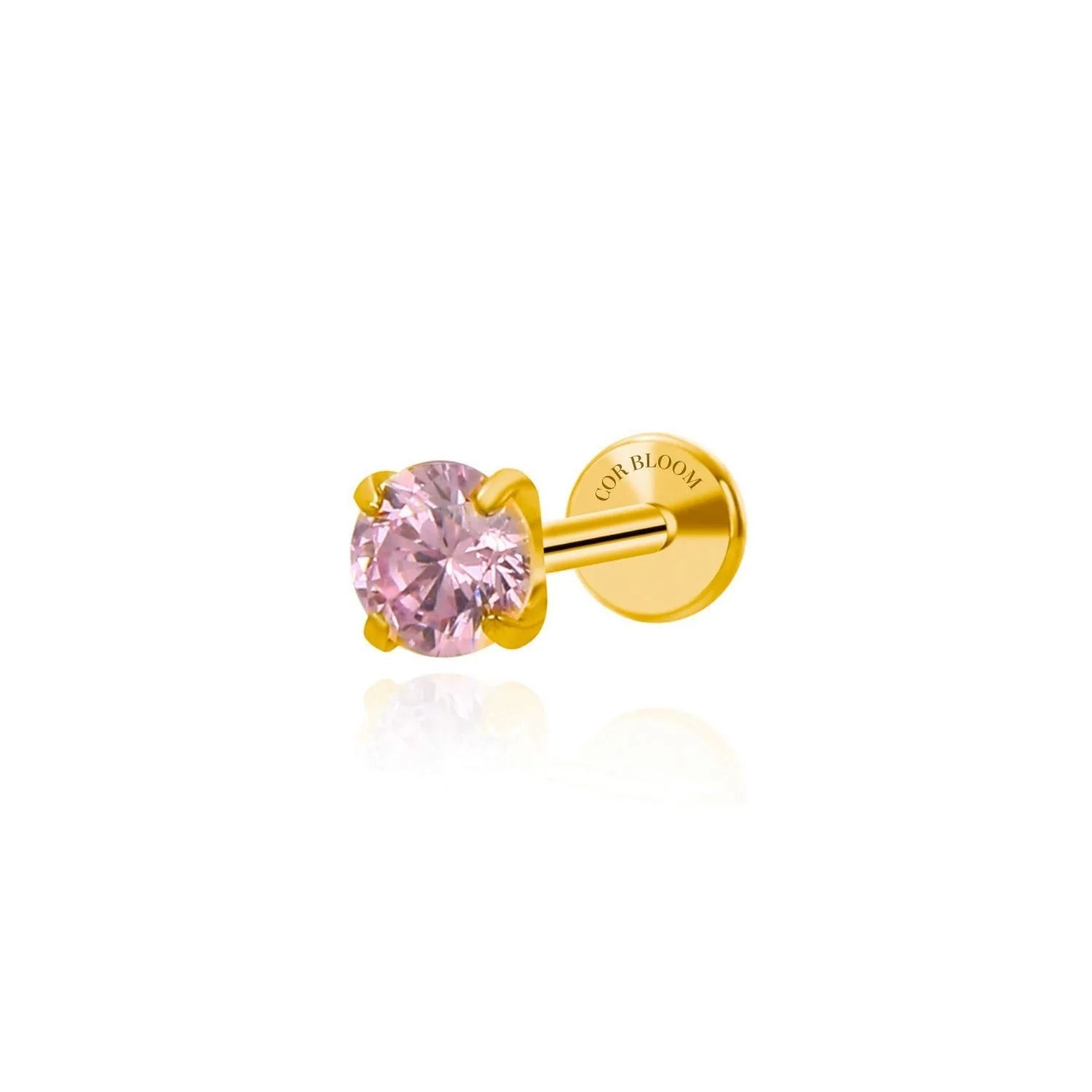 Titanium Freyja Multisize Pink Tourmaline Stud (Push Pin)