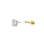 Stud avec Push Pin en titane Lucia, plusieurs tailles, oxyde de zirconium blanc - or