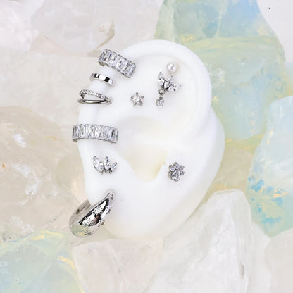 Titanium Trio Marquise Petal Flat Back Stud
