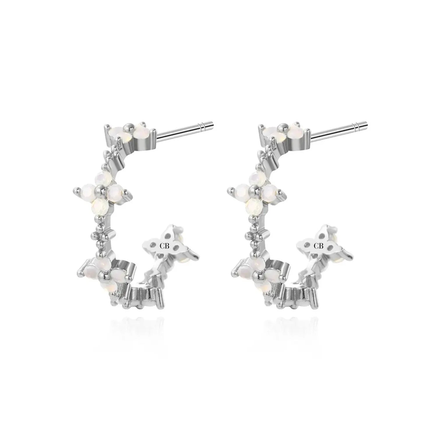 Aliya Moonstone Flower Stud Earrings