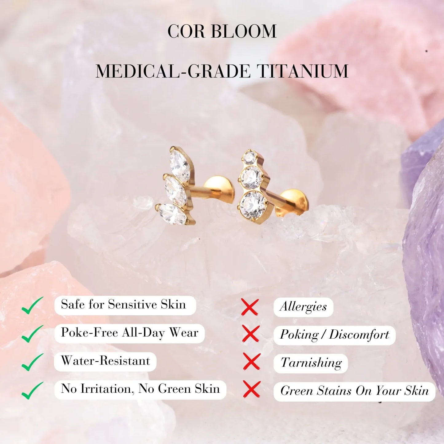 Titanium Minimal Graduate Crystal Flat Back Stud