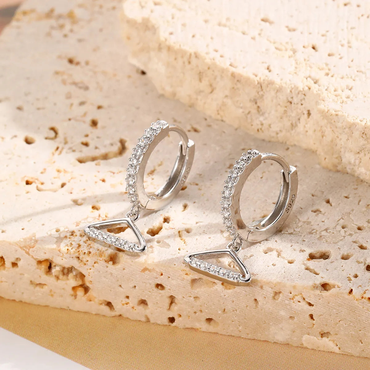 Pave Hanger Hoop Earrings