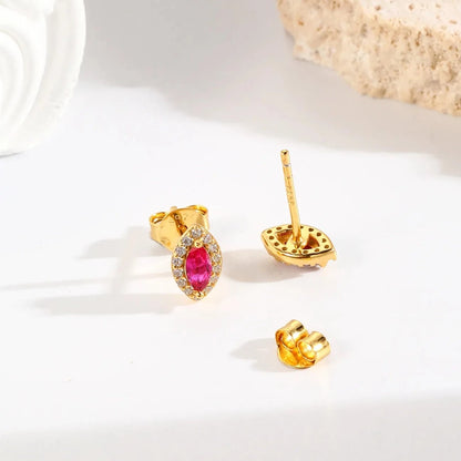 Luxe Oval Ruby Gemstone Stud Earrings