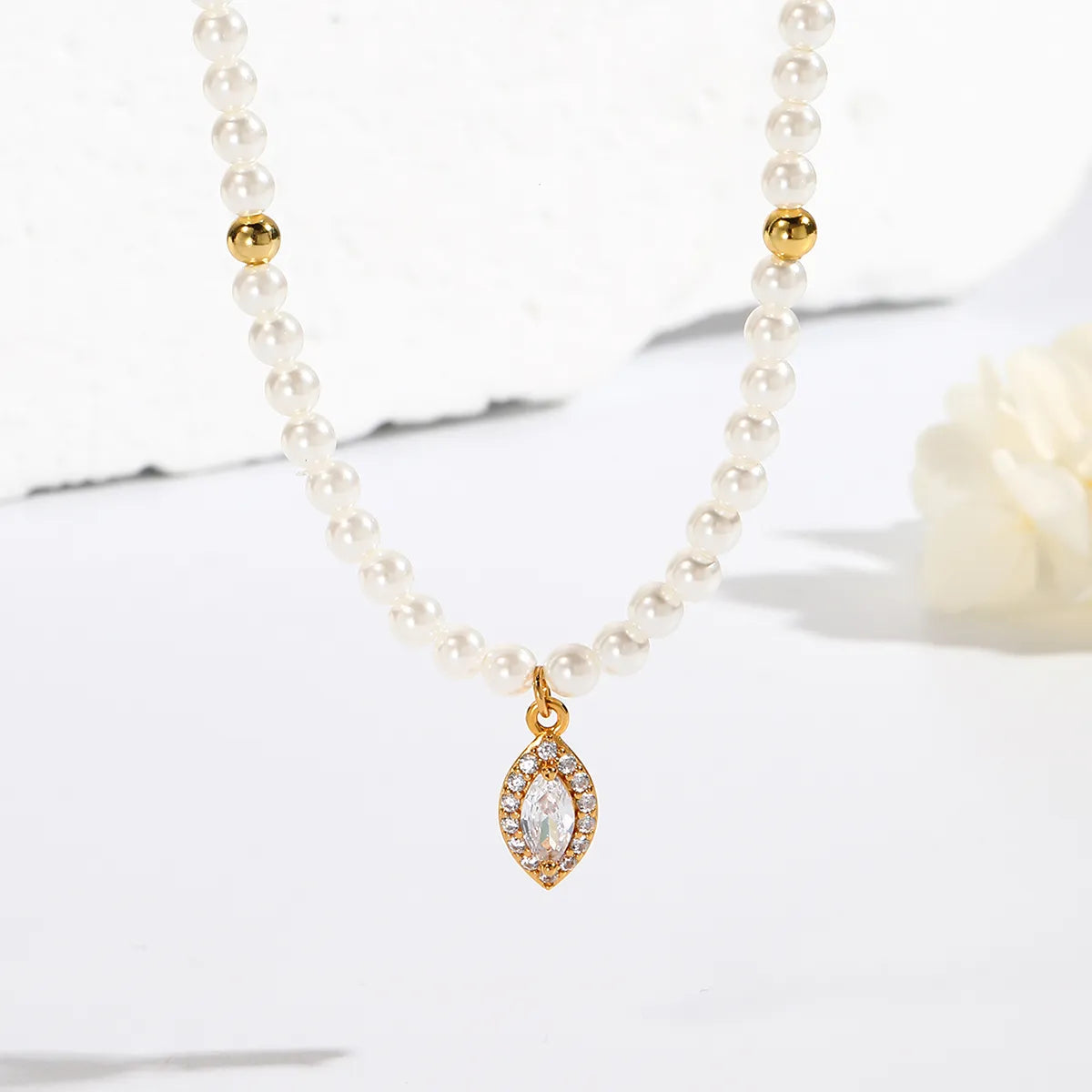 Luxe Oval Crystal Gemstone Pearl Necklace