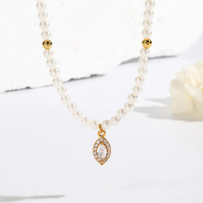 Luxe Oval Crystal Gemstone Pearl Necklace