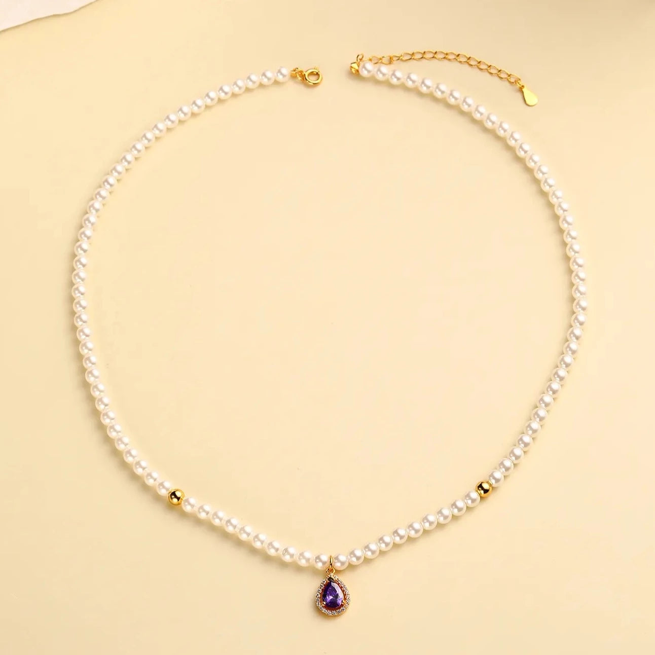Amethyst Purple Gemstone Pearl Necklace