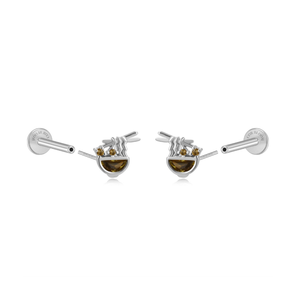 Vegan Ramen Flat Back Stud - Peridot (Pair)