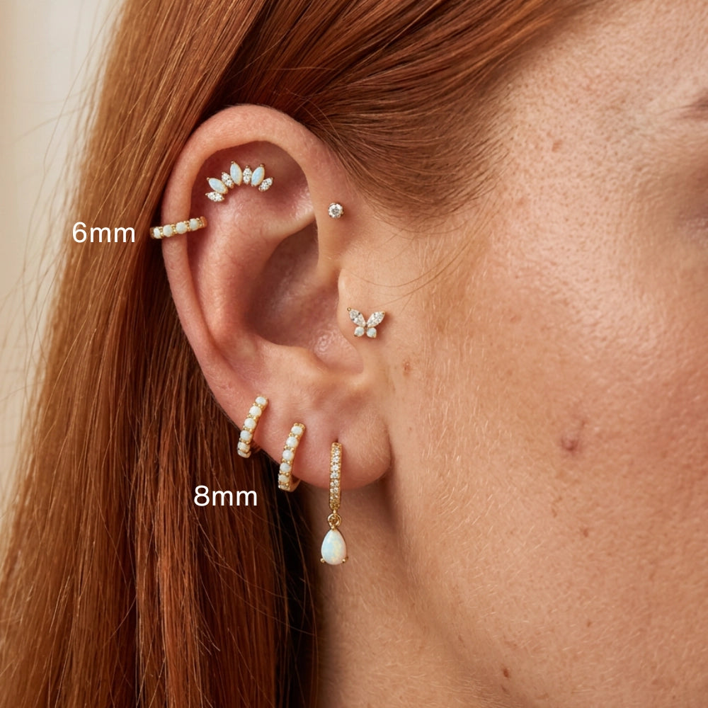 Titanium Ariadne 7-Petal Opal Flat Back Stud