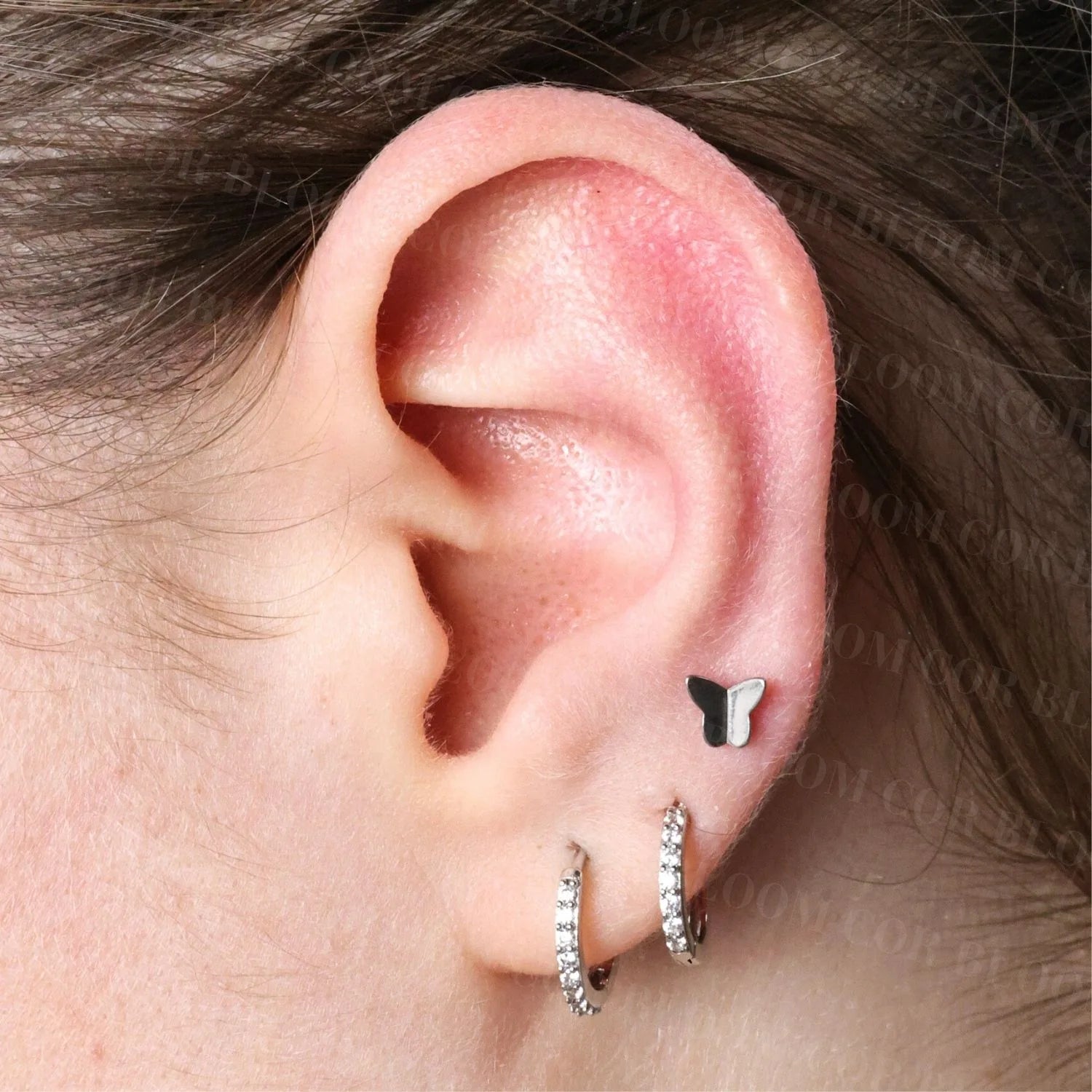 Solid Titanium Athena Butterfly Flat Back Stud