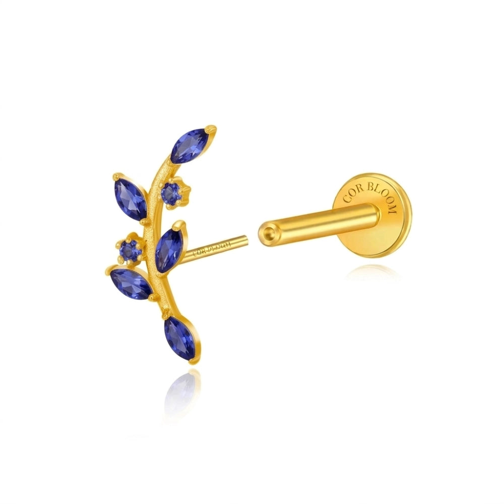Titanium Akira Tanzanite Climbing Leaf Piercing Stud