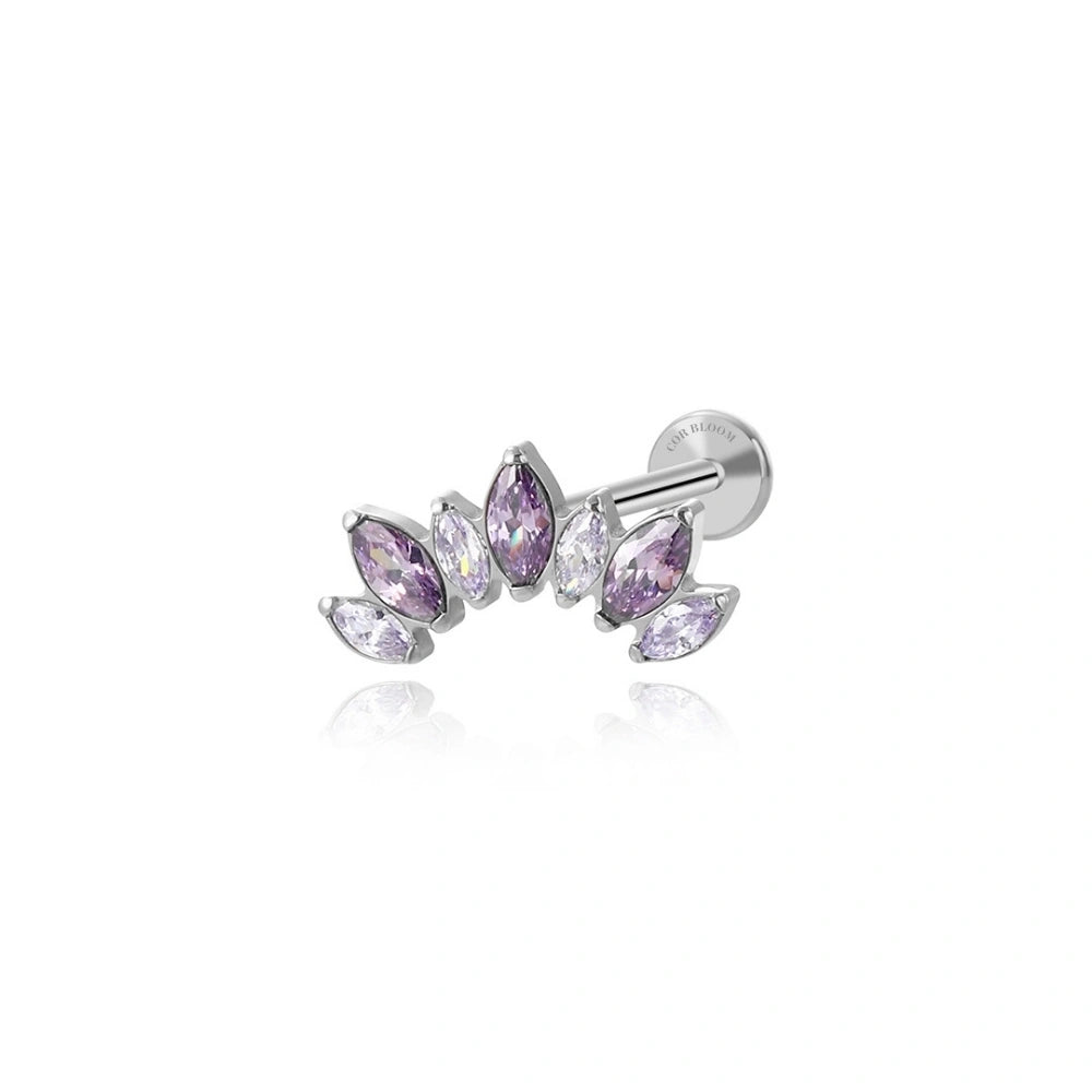 Titanium Violet 7-Petal Crown Piercing Stud