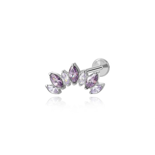 Titanium Lavender 7-Petal Crown Piercing Stud