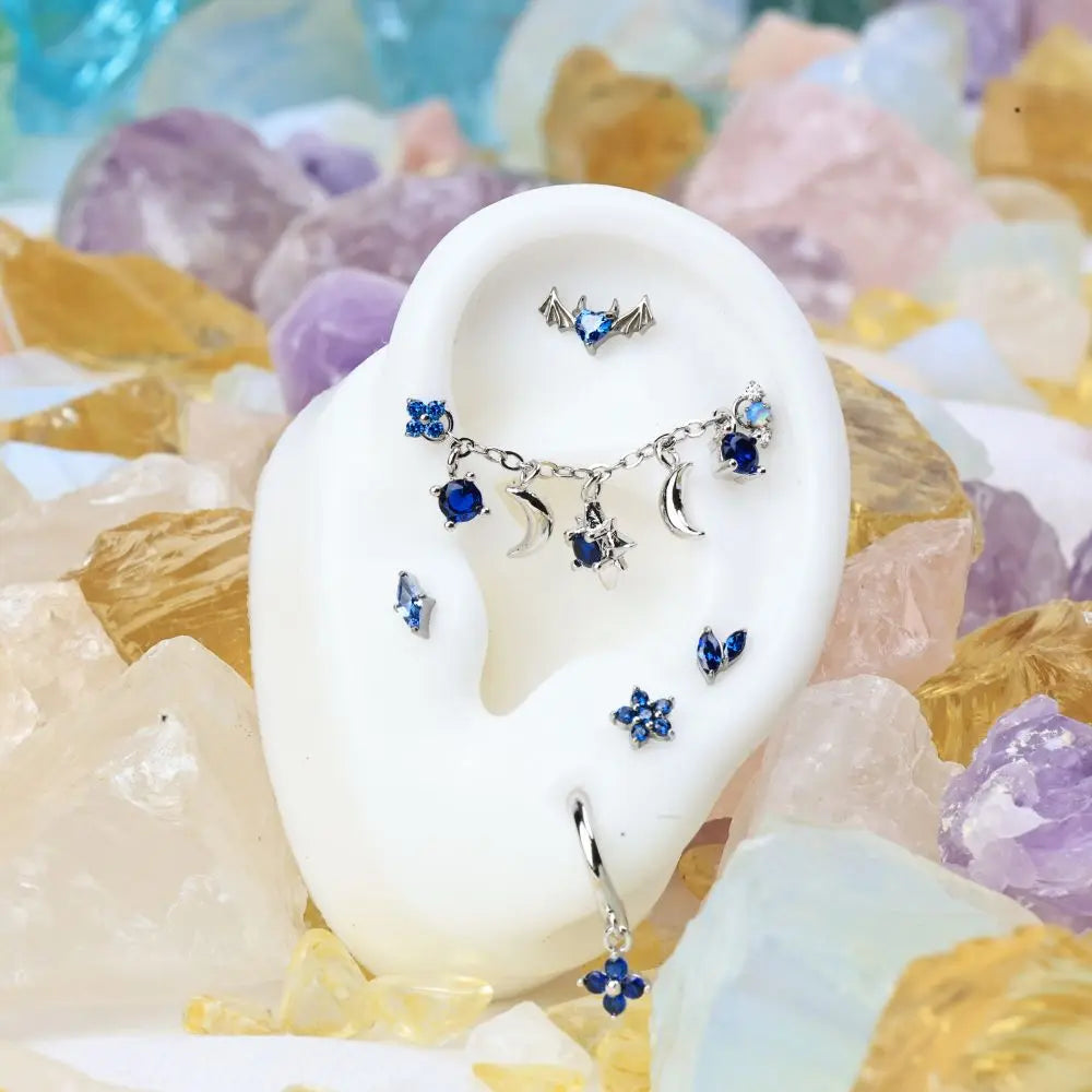 Iyla Blue Sapphire Guiding Star & Crescent Moon Chain Attachment