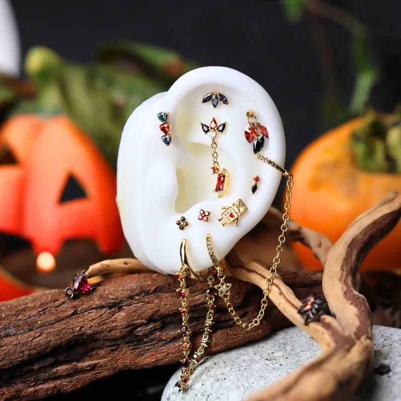 Titanium Adelpha Trio Heart Stud - Midnight Flame