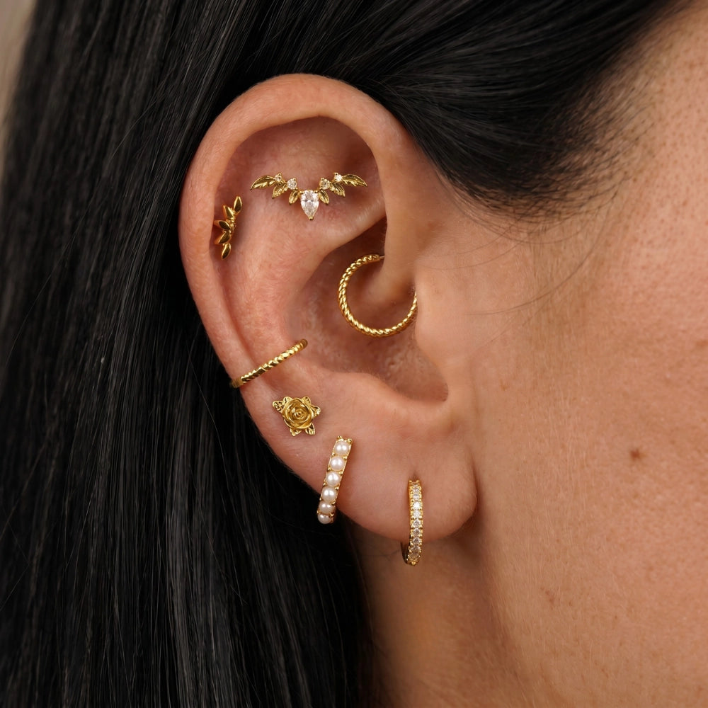 Titanium Rosy Rose Flat Back Stud