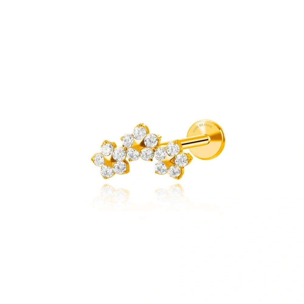 Titanium Cressida Trio Diamond Flower Piercing Stud