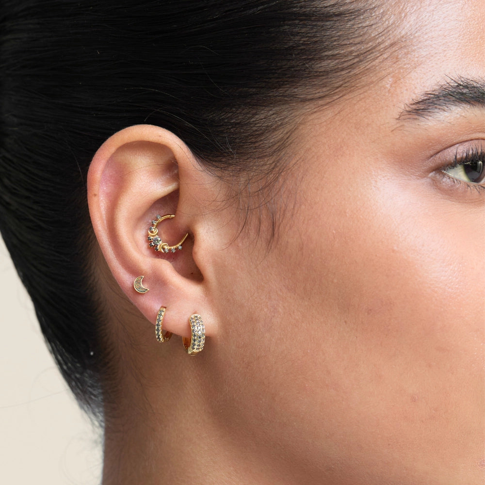 Titanium Cyan Black Opal Moon Magic Flat Back Stud