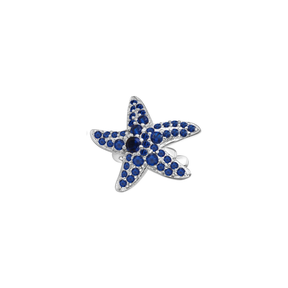 Blue Sapphire Starfish Ear Cuff