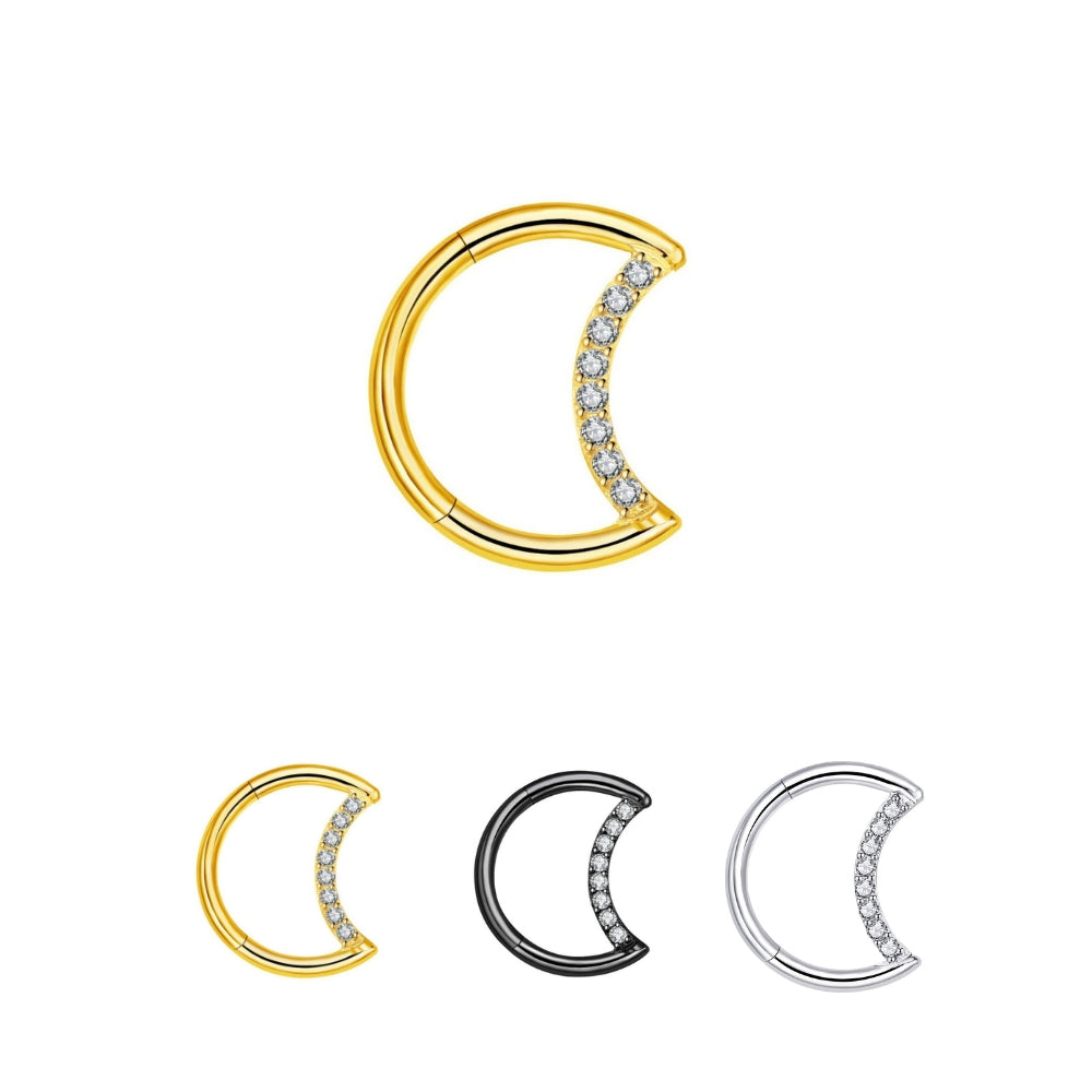 Solid Titanium Essential CZ Pave Luna Clicker