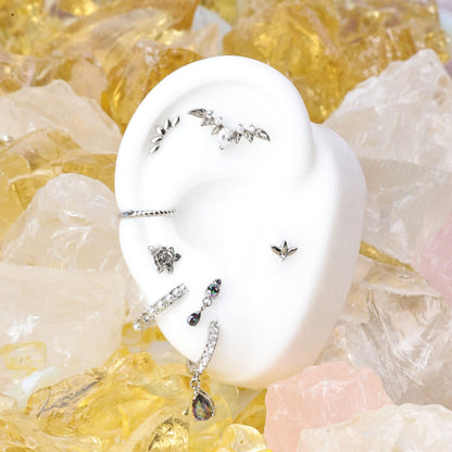 Titanium Solid Trio Marquise Petal Flat Back Stud