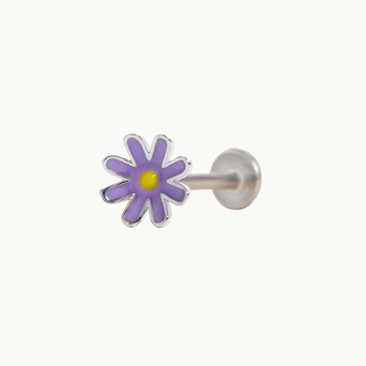 Violet Daisy Flower Flat Back Piercing Stud (16G)