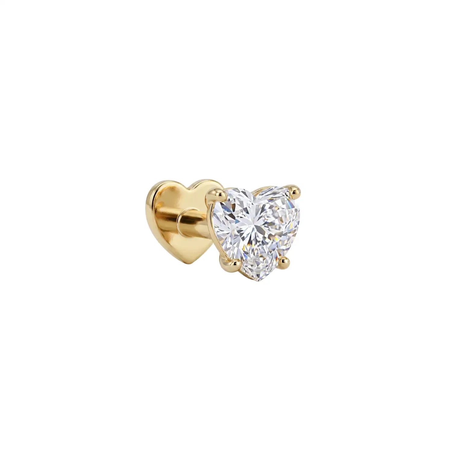 Titanium Diamond Heart-Cut Stud (Push Pin - Heart Back Post)