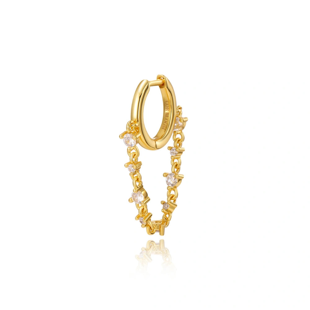 Livia Crystal Gemstones Dangling Chain Hoop Earring