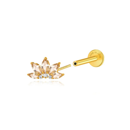Titanium Xanthe Champagne Lotus Flat Back Stud