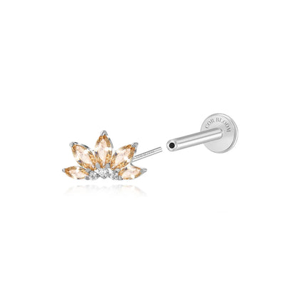Titanium Xanthe Champagne Lotus Flat Back Stud
