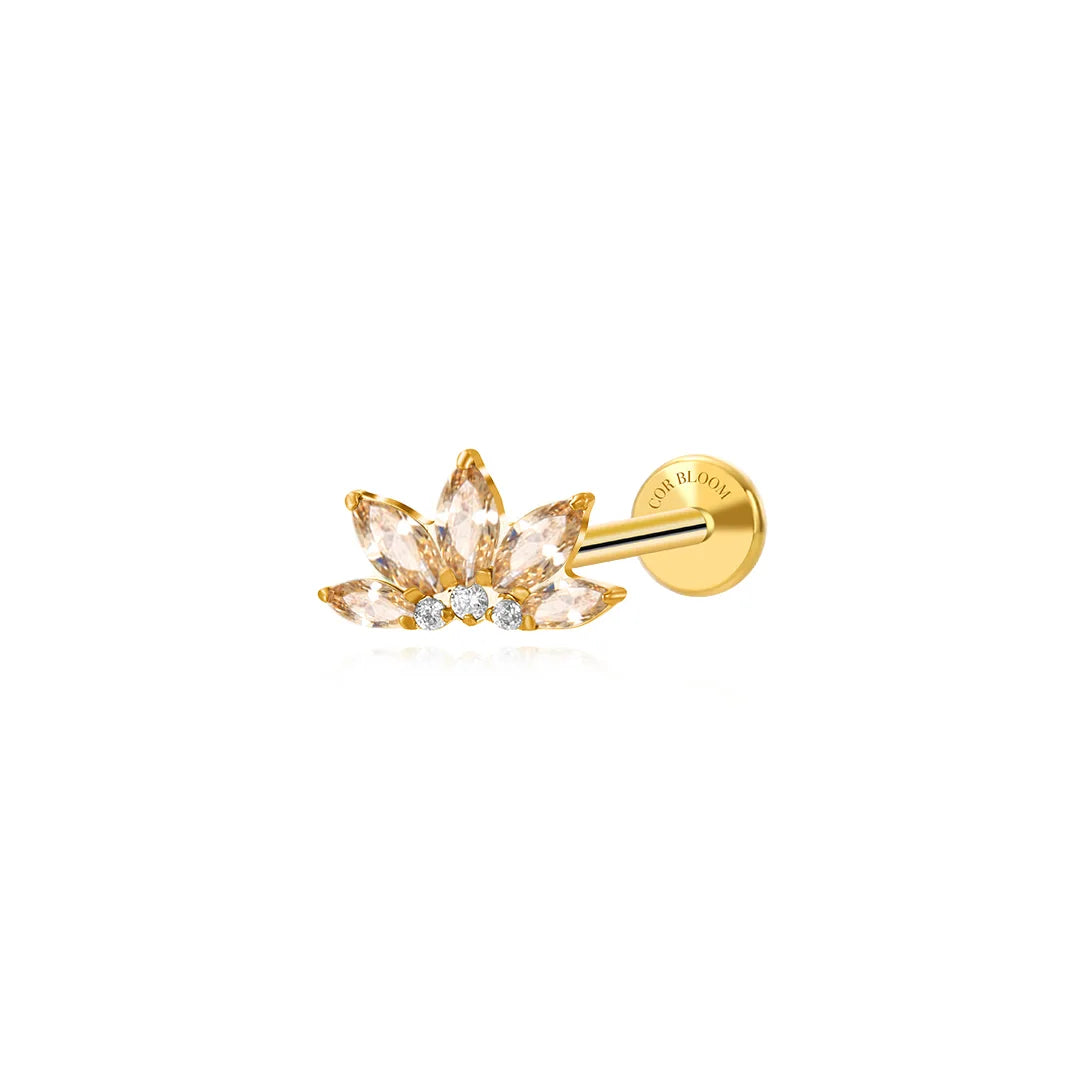 Titanium Xanthe Champagne Lotus Flat Back Stud