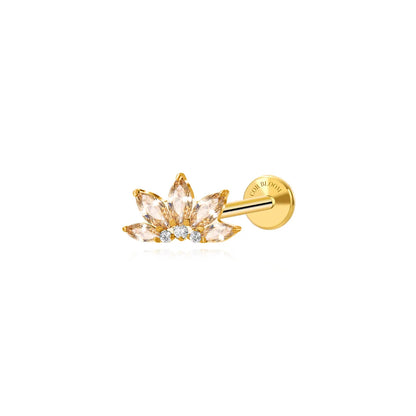 Titanium Xanthe Champagne Lotus Flat Back Stud