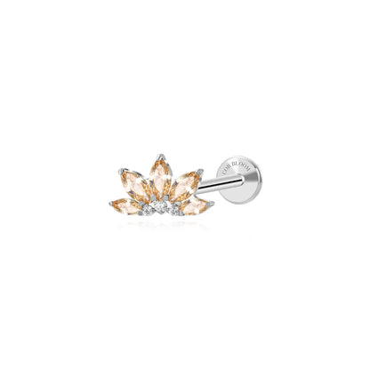Titanium Xanthe Champagne Lotus Flat Back Stud