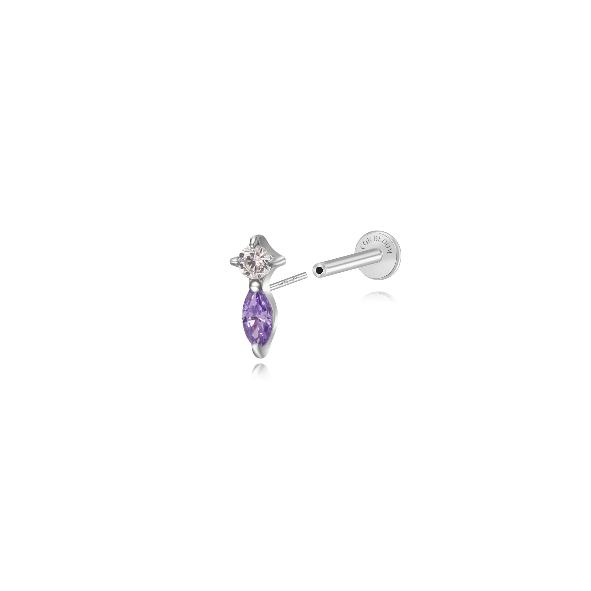 Titanium Eve Mini Marquise Stud - Purple Magic