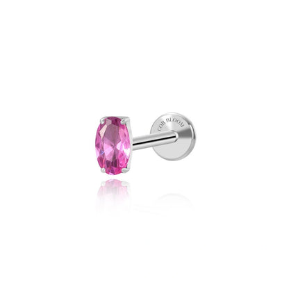 Titanium Oval Ruby Gemstone Flat Back Stud