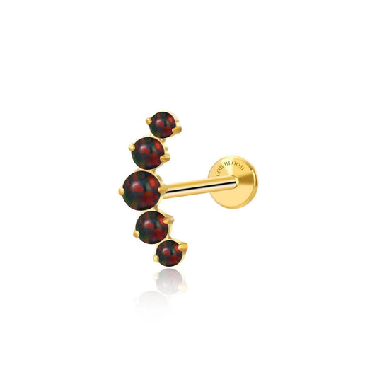 Titanium Black Opal Five Stone Cluster Flat Back Stud