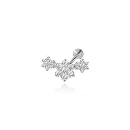 Titanium Crystal Trio Blooming Flower Stud