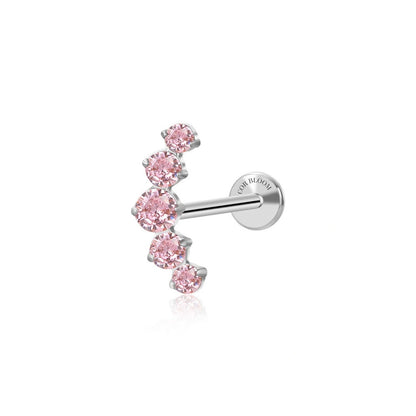 Titanium Five Pink Stone Cluster Flat Back Stud