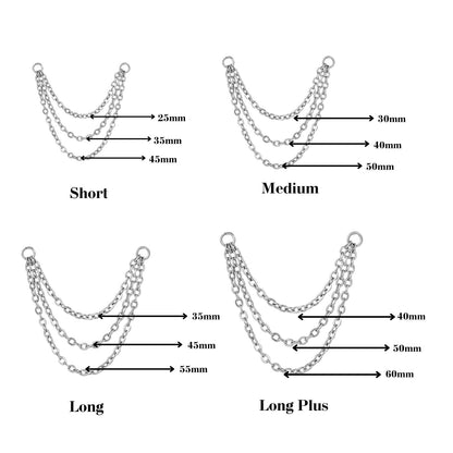 Titanium Trio Chain Attachment •  Cartilage Dangling Chain