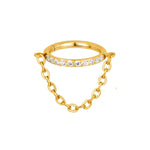 Clicker à chaîne simple serti de diamants en titane | anneau pour conque