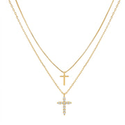 Duo Cross Layered Necklace Set