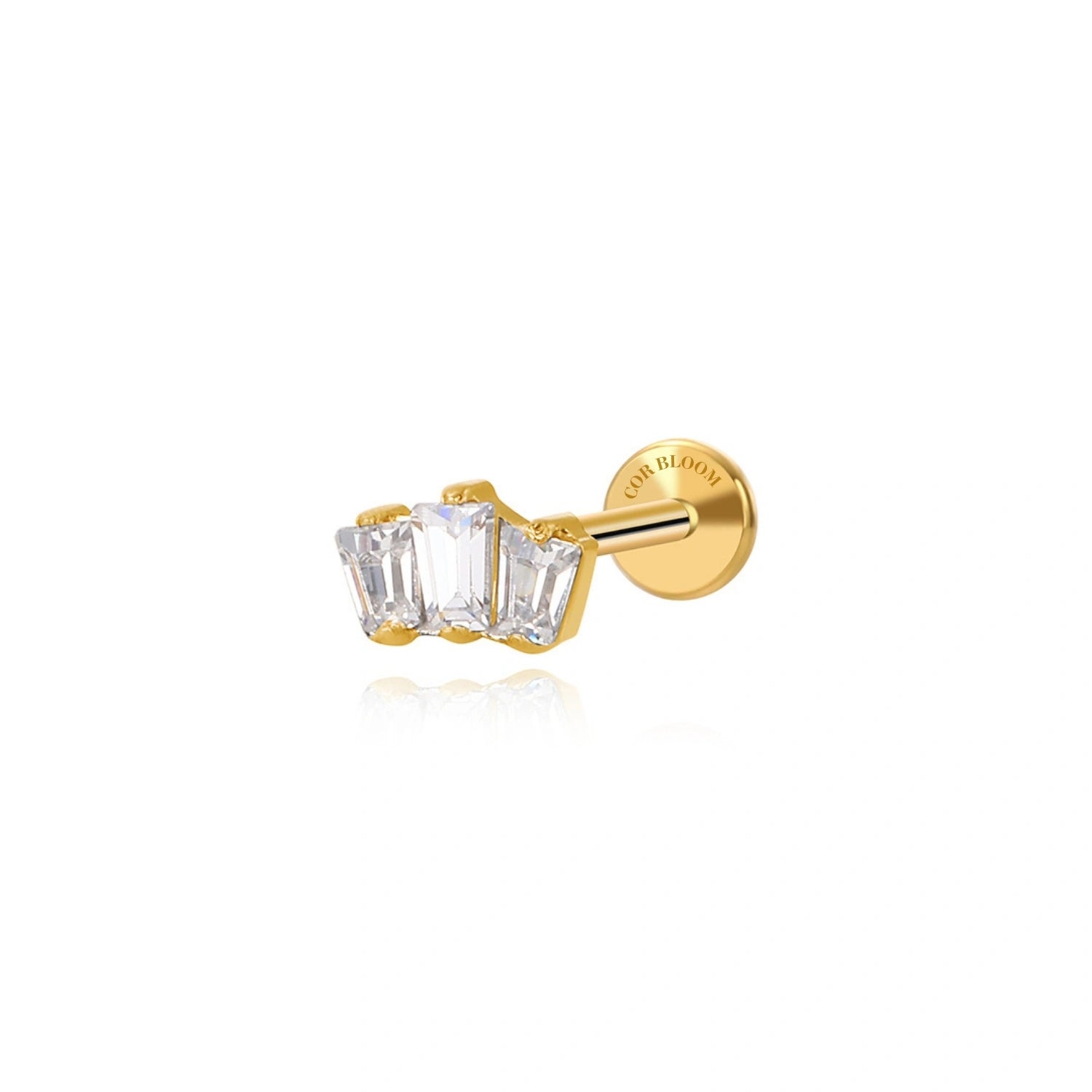 Titanium White Crystal Tria Baguette Flat Back Stud