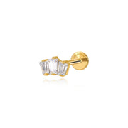 Titanium White Crystal Tria Baguette Flat Back Stud