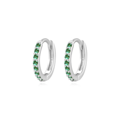 Arya Green Emerald Pave Hoop Earrings