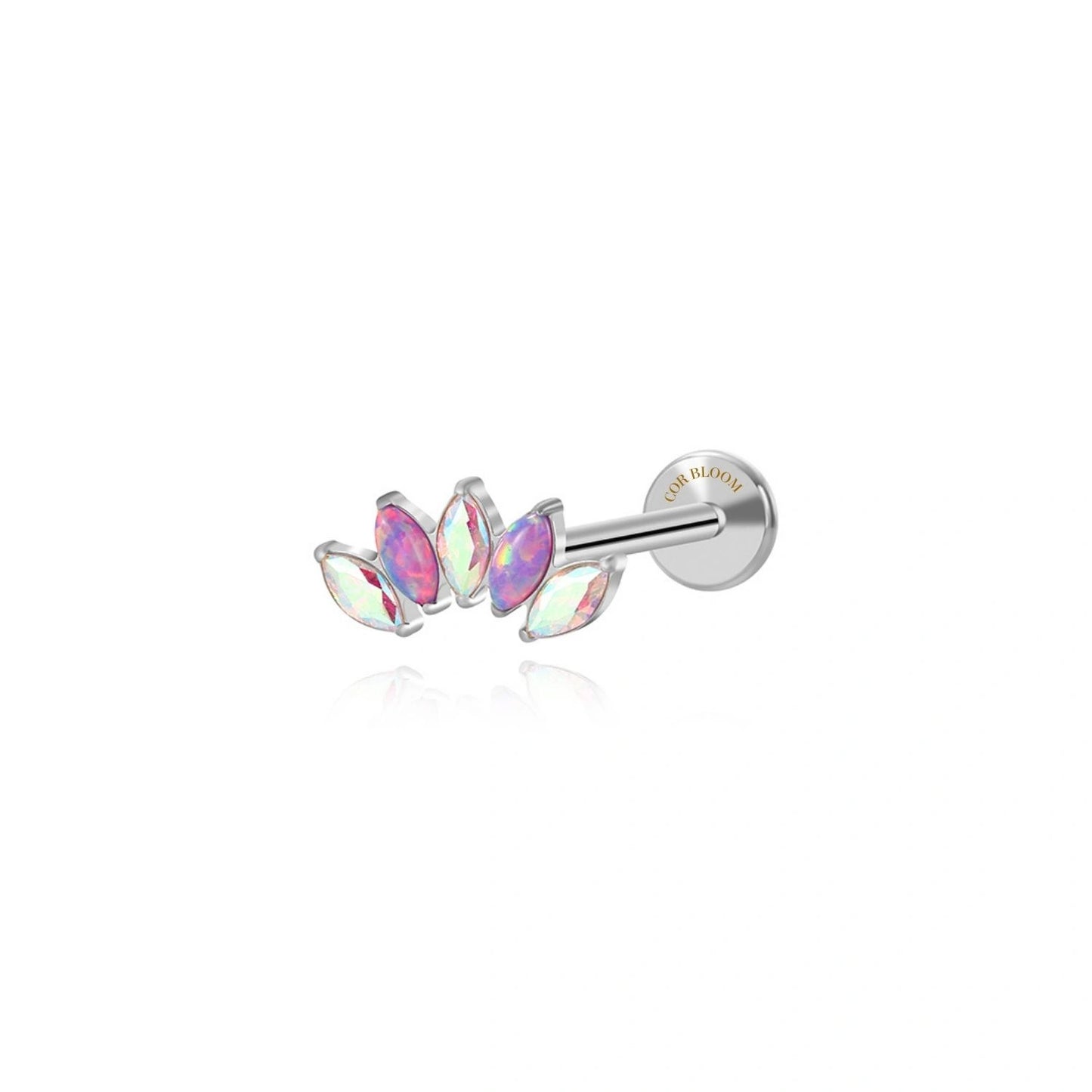 Titanium Violet Flame Opal 5-Petal Marquise Flat Back Stud