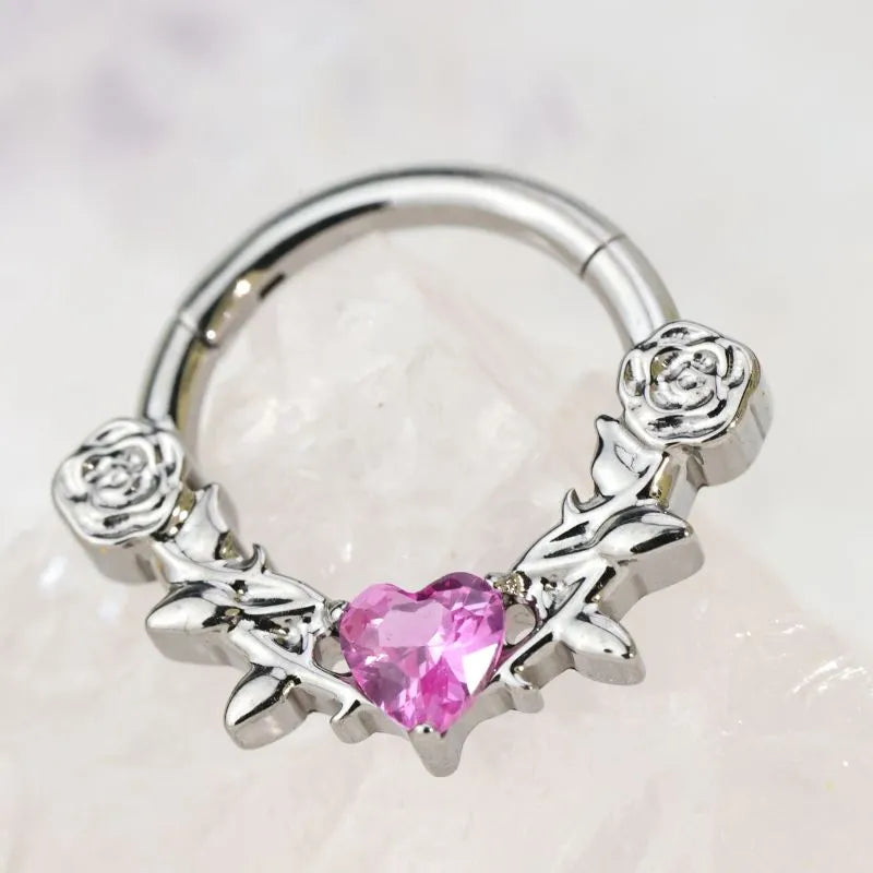 Titanium Artemis Thorned Rose Clicker - Graceful Ruby